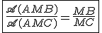 3$\fbox{\frac{\mathscr{A}(AMB)}{\mathscr{A}(AMC)}=\frac{MB}{MC}}